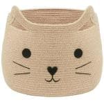 Gratify Brown Cotton Cute Cat Design Animal Laundry Basket Organizer, W 15 X L 14 Inch