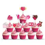 Zyozique 10 Pieces Valentines Day Cake Toppers and Valentines Day Cupcake Liners Valentines Day Cupcake Decorations Valentine Cupcake and Cupcake Pick Heart Theme Cake Decor for Valentines Party Favor