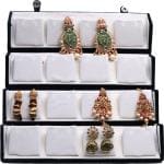 Aadhya 16 pair earring stuids storage box Vanity Box (Black)