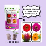 Farmgokart | ZINNIA-PURPLE, ZINNIA-RED, CELOSIA-PLUMOSA MIXED, CALENDULA- FG MIXED SEEDS| Pack of 4 Summer Flower Seeds | (FC-17)