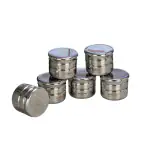 SERENE Stainless Steel Jars for Spices | Multipurpose Kitchen Storage Containers with Airtight Steal Lids [882, 100 ML Each, Set of 6]