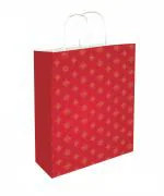 Omnipresent Pack 90 GSM Red Printed Attractive Paper Gift Bags, Set of 12, Ideal for Wedding Gifts, Anniversary Gifts, & Gifting on Special Occasions (Size: 9.4 x 7.9 x 3 inch)