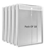 Shining Zon Transparent Envelope Holder Storage Case with Snap Button Folder Clear Plastic Organizer for Papers, Stationery- 18 Pcs