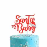 Festiko Santa Baby Christmas Cake Topper, Welcome Baby Christmas Party Decorations