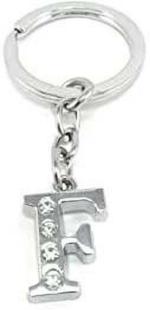 Blue Aura Grazy Silver Metal Alphabet Letter F Key Chain
