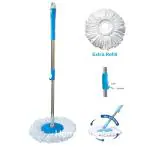Homeleven Spin Mop Rod Set Extendable Handle Stainless Steel Magic Spin Mop Rotating Mop Rodwith 2 Refill - Multicolor