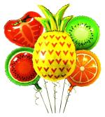 My Party Suppliers Pineapple, Watermelon, Strawberry and Kiwi Balloons Summer Themed Foil Balloons