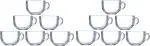 JIGSHTIAL Microwave Safe and Scratch Resistant Clear Round Glass Cup With Saucer Set 170 ml (pack of 12)