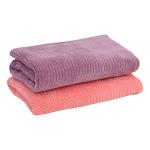 UrbanLeaf Super Soft Microfiber Bath Towel Pack of 2, (70 X 140 Cm), (Pink & Purple), 300 GSM