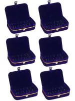 atorakushon Velvet Jewellery accessories Vanity Storage Earrings Studs Box Ring Box For Women's Pack of 6 Blue