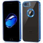 Monkish iPhone 8 Plus New CD Chrome Back Cover with Ring Logo Cut Pattern Electroplating Logo View Cover Compatible with Apple iPhone 8 Plus (Blue)