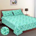 Serene Decor Gulmohar Collection King Size Cotton Bedsheet 90 x 108 inches, GLMR02 (GN)