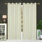 HOME STYLISH Punch Tree Pattern Premium Polyester Window Curtains 5 feet Long Set of 2 Beige