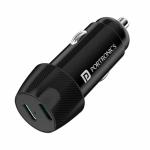 Portronics Black Car Power Charger with Dual PD Output, Fast Charging Compatible with Most Cars - 40 Watt