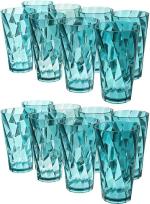 Sedulous Pack of 16 TWISTER Pattern Water Juice Plastic Glasses Sky Blue Set Of 16 Glass Set Water/Juice Glass  (300 ml, Plastic, Blue)