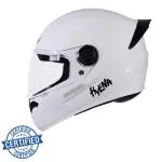 OZONE Hyena-New-Helmet With Spoiler-White-001 Motorbike Helmet (White)