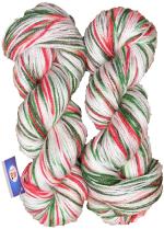 Simi Enterprise Green Cream Wool Craze Wool, Hank Hand Knitting Wool, Art Craft Soft Fingering Crochet Hook Yarn, Needle Knitting Yarn Thread Dyed, 200 G