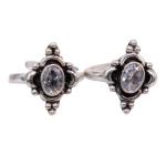 CHAITANYA EMPORIUM trendy embosed rounf green cutstone silver toerings