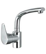 THOISEWELT Kitchen Sink Basin Mixer Hot and Cold Water Supply Pillar Cock Sink Mixer with Hi-Flow Swinging Spout Brass Material Chrome Finish (VL-10-239)