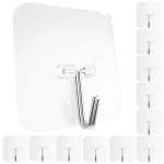 Smallcloud Multi-Purpose Waterproof Adhesive Sticker Hook for Hanging Strong Heavy Duty Sticky Hooks for Hanging Transparent Reusable Stick-on Hook for Wall Hangers for Kitchen,Bathroom (Pack of 12)