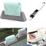 Ketzshop Combo Double of Window Groove Frame Cleaning Brush and Dust Cleaning Brush for Window Slot Keyboard with Mini Dustpan |Door Track Cleaning Brushes |Dust Cleaner Tool for All Corners (Buy One Get One Free)