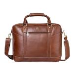 KRUGER - BRENT Spectre Genuine Leather Men Women Brown Messenger Laptop Bag | Fits Up to 17-inch Laptop/Macbook | Shoulder Bag with Trolley Strap | Executive Bags for Work & Travel