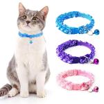 Zibuyu Cat Collars With Bell Lace Edge Pet Collar With Bell Adjustable Cat Collar With Quick Release Buckle Neck Collar For Cats (7.87 Inch To 13.38 Inch) - 3 Pcs