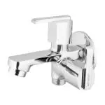 WATERMAN Magic Bib Cock 2 Way Tap With Brass Wall Flange Pack Of 1 Chrome Finish Wall Mounted Installation 2 In 1 Tap For Health Faucet Washing Machine Geyser Jet Spray