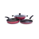 Onix KFT 445 Induction Bottom Cookware Set of Kadai Pan, Fry Pan and Tawa Pan