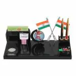 DESKDOCK Acrylic Pen stand & Pen Holder & mobile Holder For office Desk study Table , Stylish Multipurpose Desk Organizer and With Globe Pen Pencil Holder (Two Golden Pen)