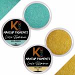 KINDED Sea Green and Golden Powder Loose Shimmer Glitter Eyeshadow for Women - Pack of 2, Each Pack 3 g