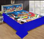 Riftree Kid's Velvet Digital Print Favourite Character SHINCHAN Double bedsheet with 2 Pillow Covers (Multicolour )