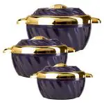 Selvel Inner Steel Casserole Set of 3, Insulated Stainless Steel 304 Inner Body to Keep Food Hot for Long Hours (Burgundy)