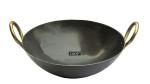 ZOOV Iron Kadhai Deep Round Bottom Kadhai, Frying Kadhai with Golden Rings, Black 10