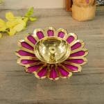 pujaNpujari Lotus Brass Diya for Puja Oil Lamp Deepak Pooja Room Diwali Decoration