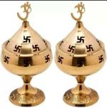 T-KA108 Brass (Pack of 2) Table Diya Set  (Height: 3 inch)