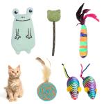 Emily Pets 5 in 1 Cat Toys Combo of Catnip Candy, Soft Toys, Feather Toys for Cats & Kittens (Pack of 5, Color May Vary)