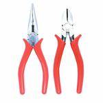 PERFECT TECH Combo 2 Pcs Long Nose Plier 6 inch | Side Cutter Plier 6 inch | Double Dip Set | Plier Tool Kit Set | Cutting Player & Pliers | Diagonal Anti Slip Handle (Phosphate Finish Red Sleeves)