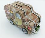GOLD LEAF Creative Military Design Jeep Shape Metal Tin Coin Bank to Shaving Money (Military Brown)