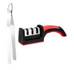 First Front Stainless Steel Roti Chimta Tong With Stainless Steel Knife Sharpener and Multicolour, Pack of 2