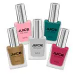 JUICE | ONE COAT | NAIL PAINT COMBO | BRIGHT AQUA - M06, CARDINAL RED - M08, LEMONADE - M09, ICE GREY - M10, DIJON GOLD - M15 | LONG LASTING | 11ML EACH | PACK OF 5