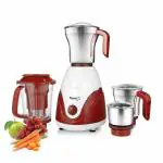 Pigeon 750 Watts Estella Mixer Grinder With 3 Jars And 1 Juicer Jar White and Red
