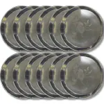 SHINI LIFESTYLE Stainless Steel Plate, khumcha Thali, Floral design, Light weight 30cm dinner plate 12pc