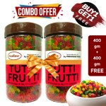 Freshana Tutti Frutti Papaya Cherry, Multicolour, 800G (400G x2) Topping, icing for Cakes, Breads Jelly Beans