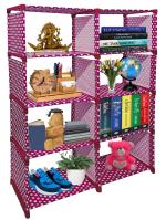 KONLINE Sturdy & Lightweight 8 Layers Dotted Shoe Rack for Home & Office, Pink