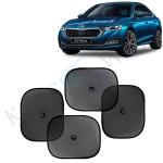 Kingsway Car Curtain Sticky Sun Shade Universal Use for Skoda Octavia, 2019 - 2020 Model, Color : Black, Mesh, Pack of 4 Piece Car Sun Shades Blinds Cover