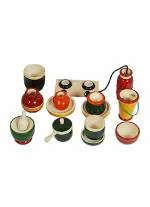 Mamu Shop Wooden Kitchen Set for Little Boys and Girls-(Multi Color)-15 Pieces