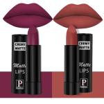 PERPAA Creamy Matte Lipstick Combo Set Of 2 Bright Long Stay Intense Color 3.5gm Each|Cherry Red,Rust Orange