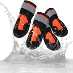 KUTKUT Dog Rain Boots Waterproof Dog Shoes with Reflective Rugged Anti-Slip Sole and Skid-Proof, Dog Shoes for Hot Pavement, Heat Resistant Dog Booties For Medium Large Dogs (Orange: SIZE: 3)