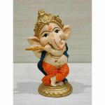 GiftNagri Polyresin Dancing Hindu God Idol Ganesha Statue with Flute Home Office Living Room Temple Décor Showpiece